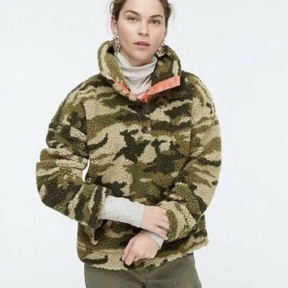 J. Crew camo printed Sherpa jacket